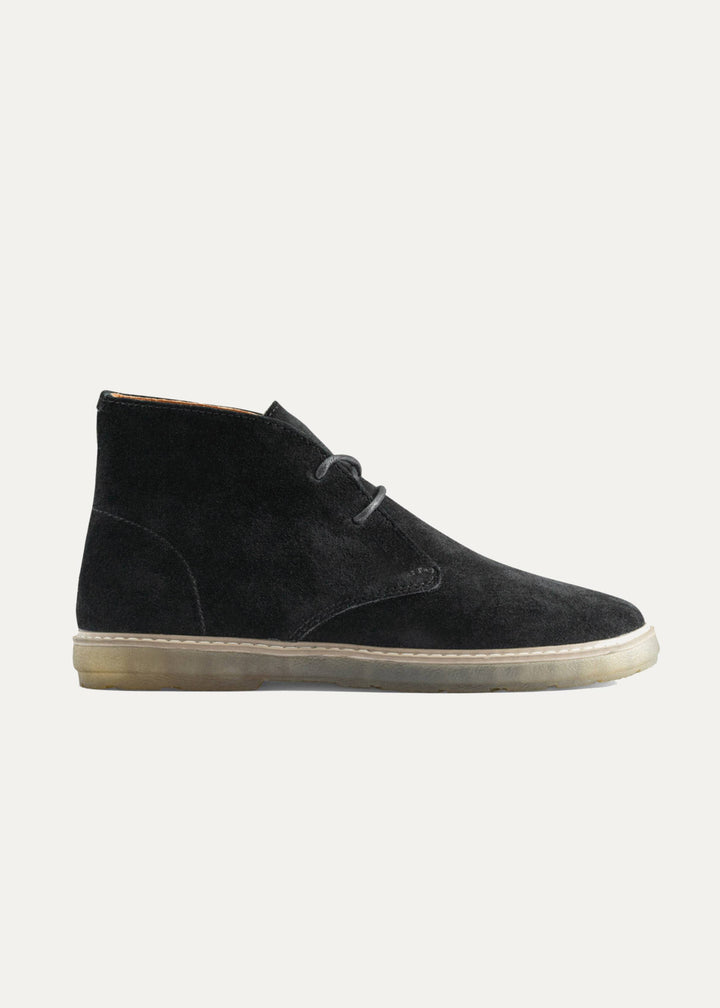 Achilles Split Suede Desert Boots Plain Toe For Men - Black