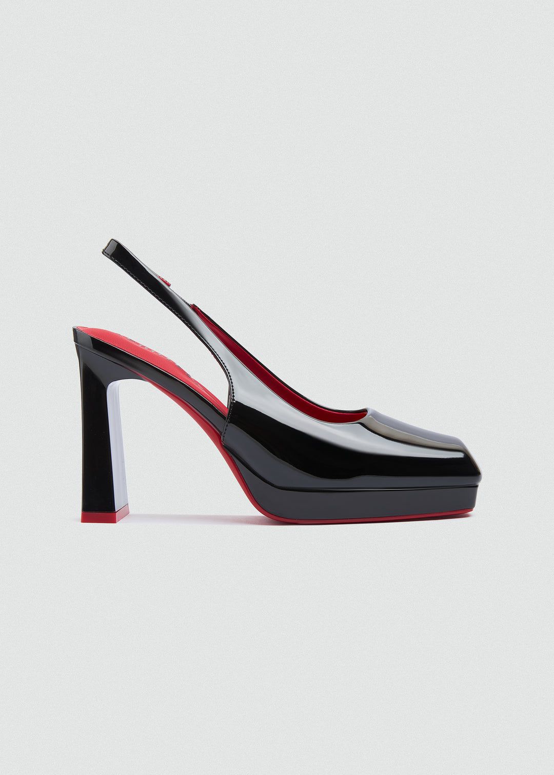 Patent Kitten Slingback Pumps - Black