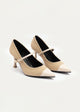 Ribbed Mary Jane Heels | Beige