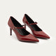 Ivory Elegance Mary Jane Heels | Burgundy
