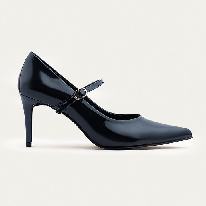 Ivory Elegance Mary Jane Heels | Navy Blue