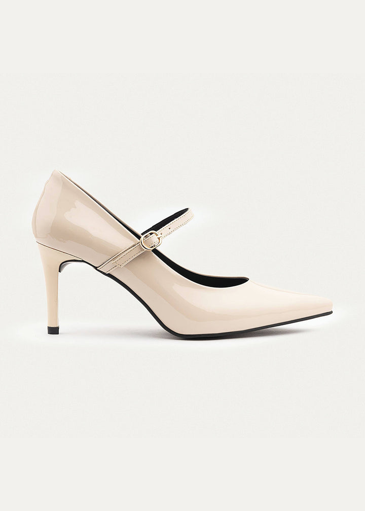 Ivory Elegance Mary Jane Heels | Beige