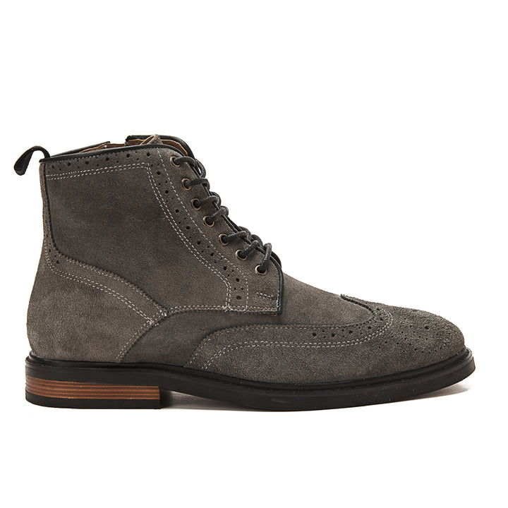 Suede Brogue Genuine Leather Half Boots | Gray