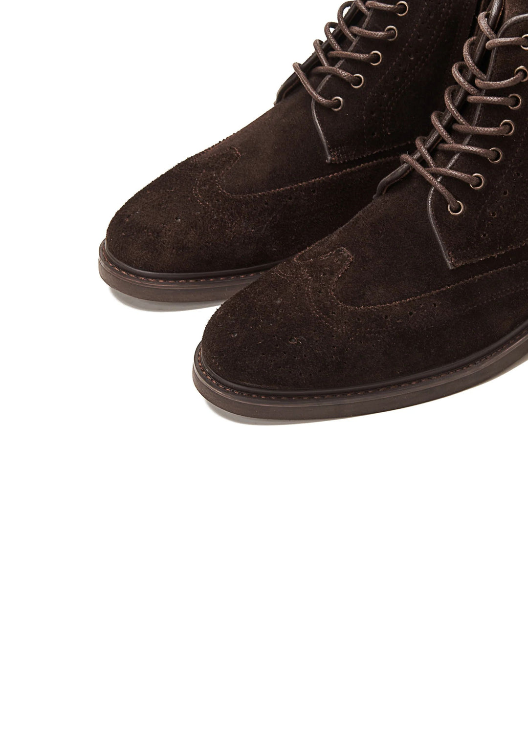 Suede Brogue Genuine Leather Half Boots | Brown