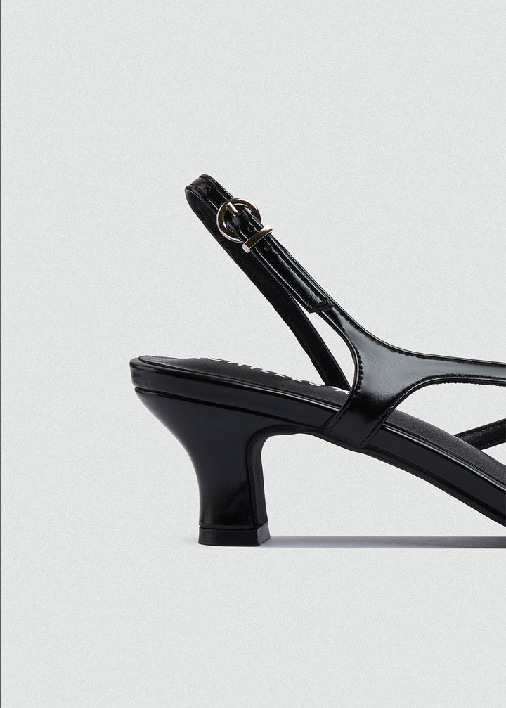 Strappy Thong Heel Sandals - Black