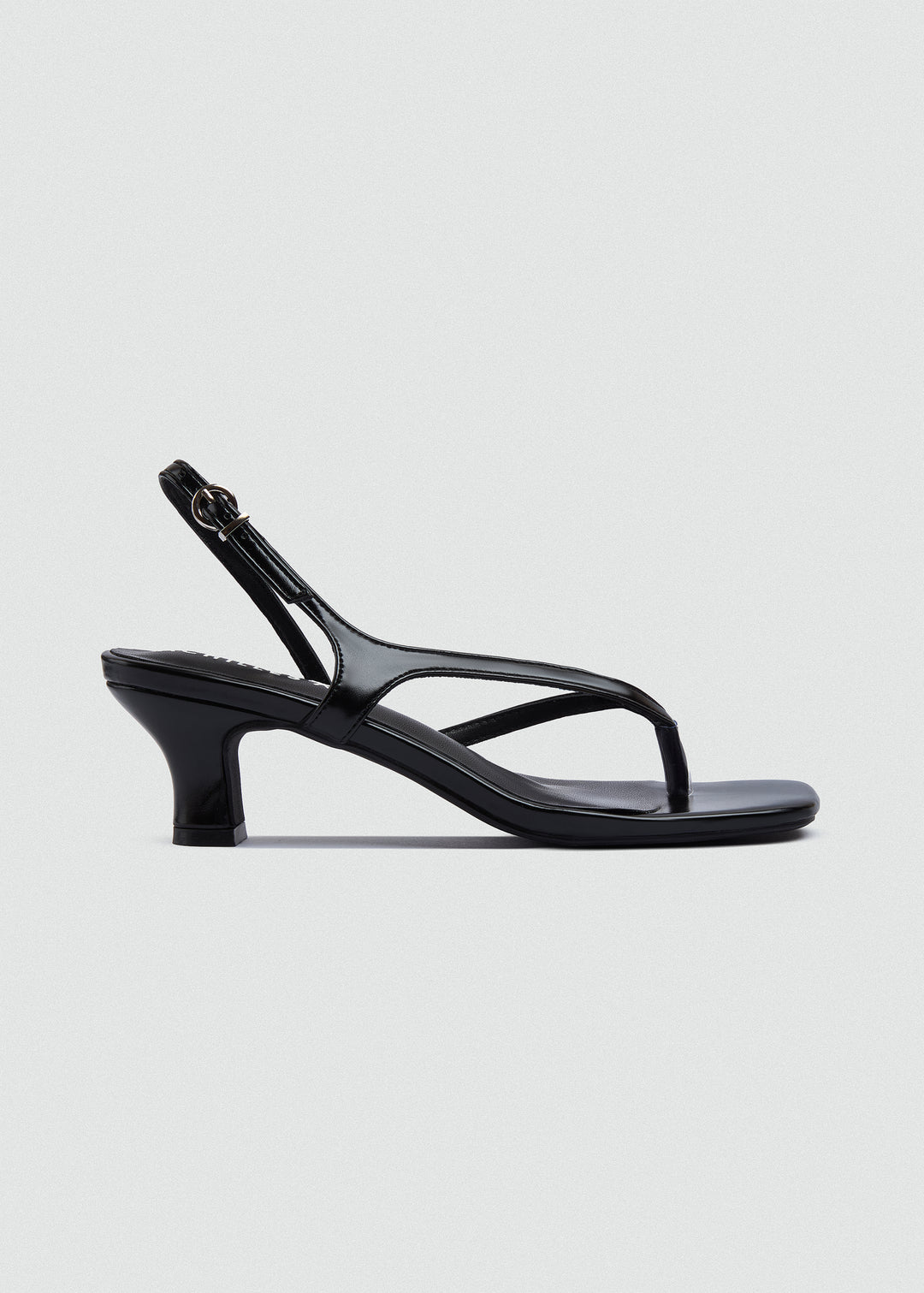 Strappy Thong Heel Sandals - Black