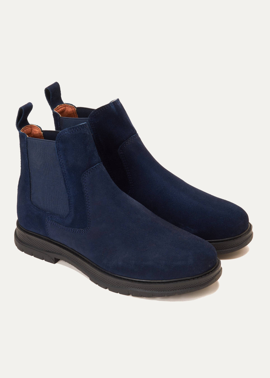 Plain Suede Genuine Leather Chelsea Boots - Dark Blue