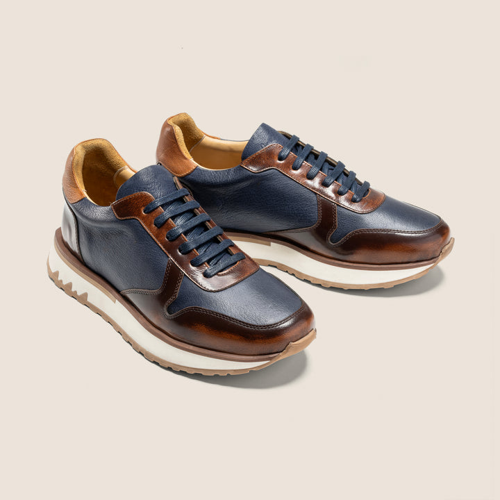 Achilles Beast | Duo Genuine Leather Ultimate Durable Sneakers -  Blue X Brown