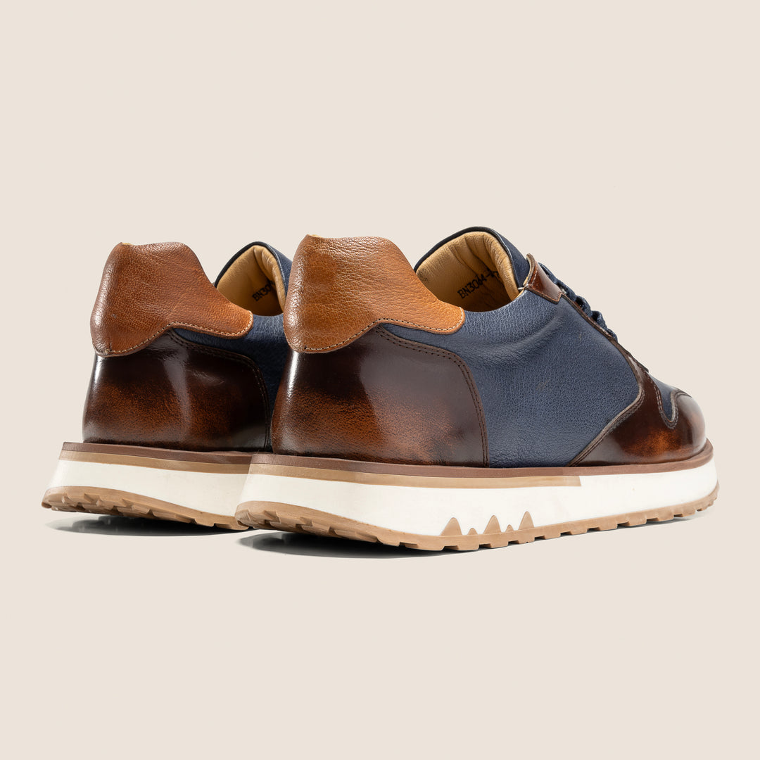 Achilles Beast | Duo Genuine Leather Ultimate Durable Sneakers -  Blue X Brown