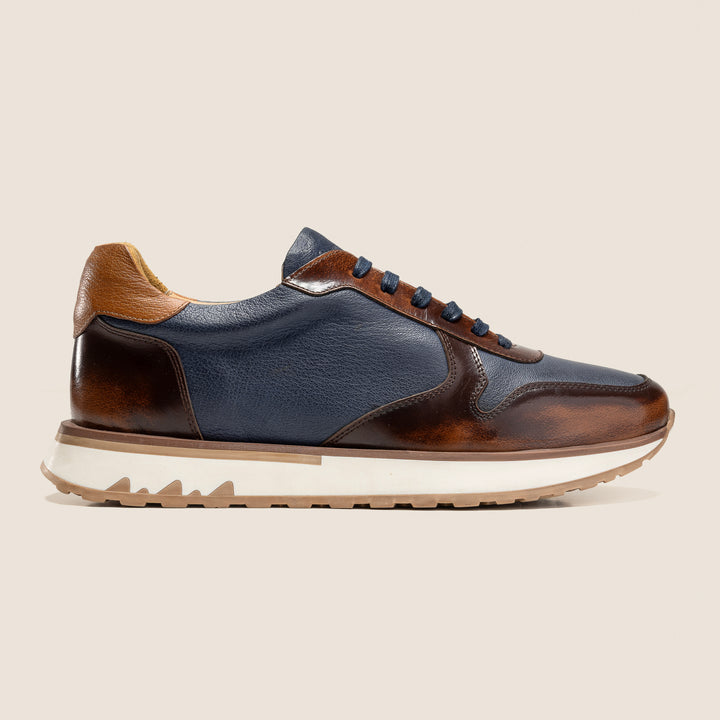 Achilles Beast | Duo Genuine Leather Ultimate Durable Sneakers -  Blue X Brown