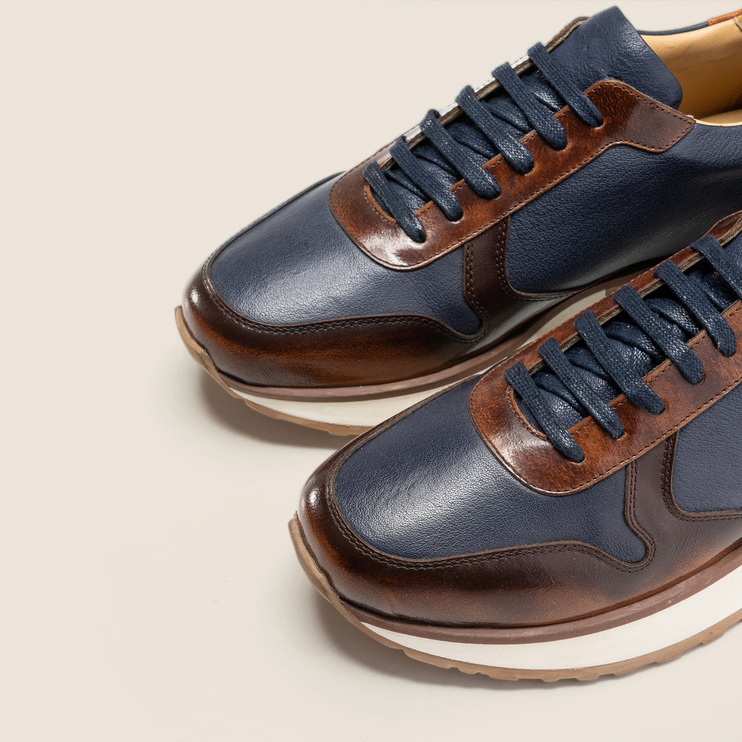 Achilles Beast | Duo Genuine Leather Ultimate Durable Sneakers -  Blue X Brown