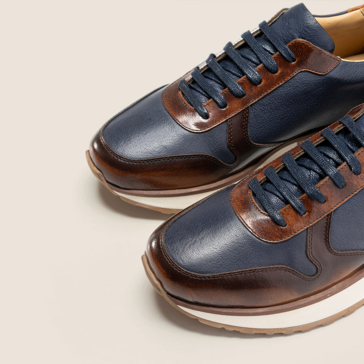 Achilles Beast | Duo Genuine Leather Ultimate Durable Sneakers -  Blue X Brown