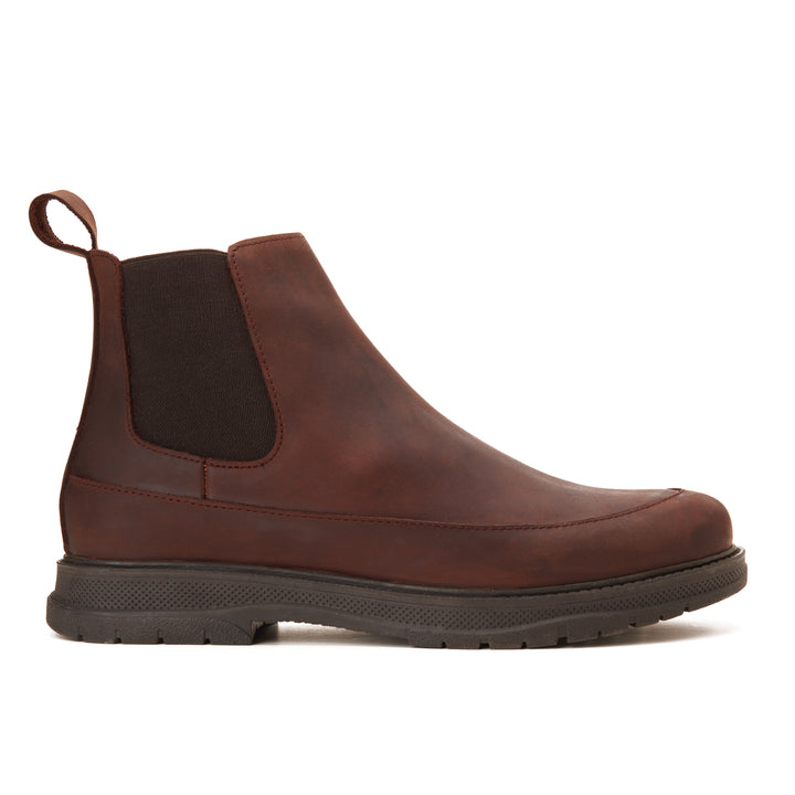 Dual Genuine Leather Chelsea Boots - Brown