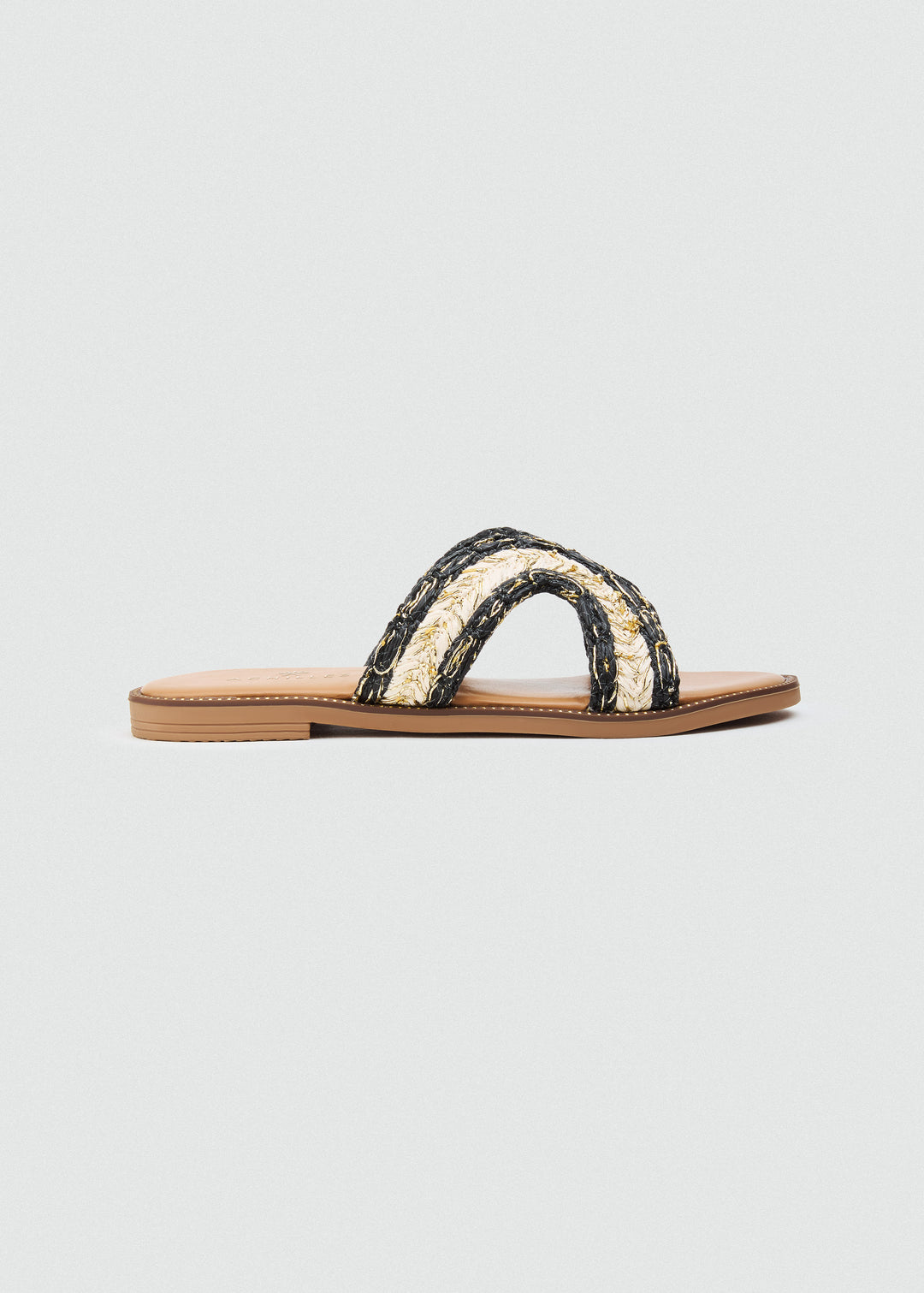 Woven Crossover Flat Slides - Black