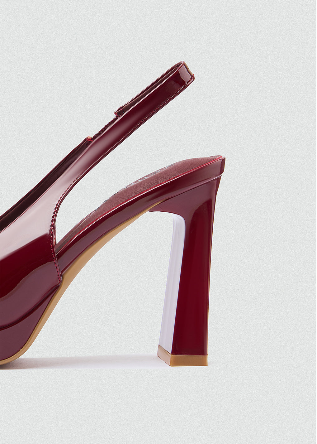 Patent Kitten Slingback Pumps - Maroon