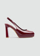 Patent Kitten Slingback Pumps - Maroon