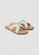 Woven Crossover Flat Sildes - Baby Blue