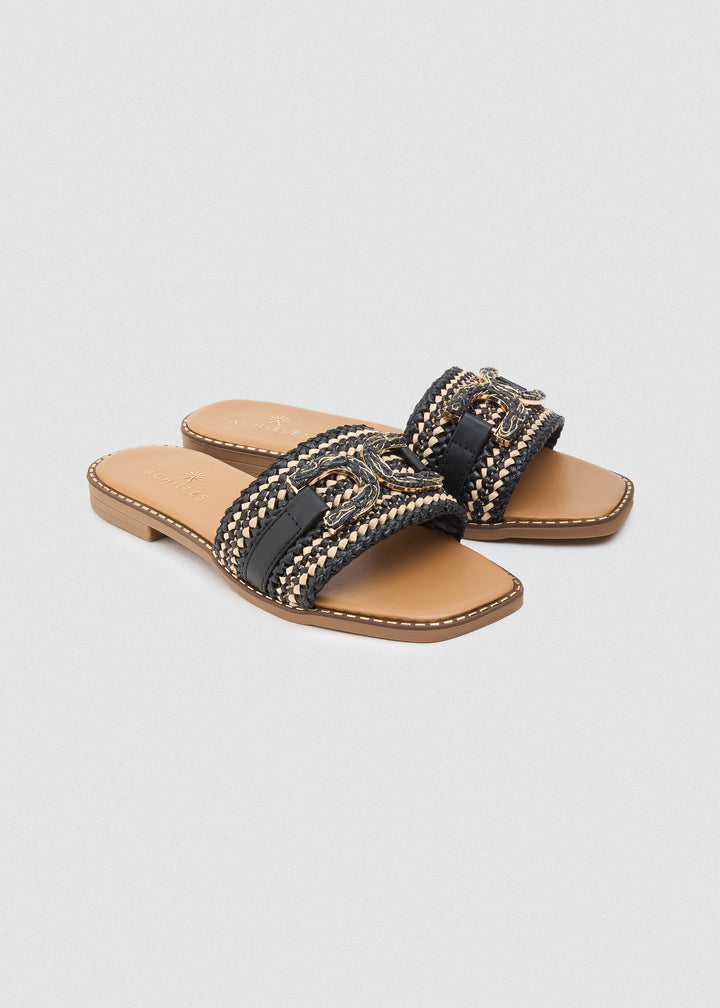 Braided Knot Flat Slides - Black