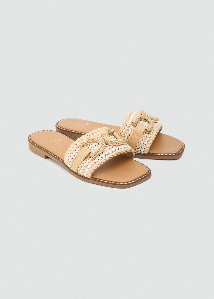 Braided Knot Flat Slides - Beige