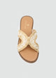 Woven Crossover Flat Slides  - Beige