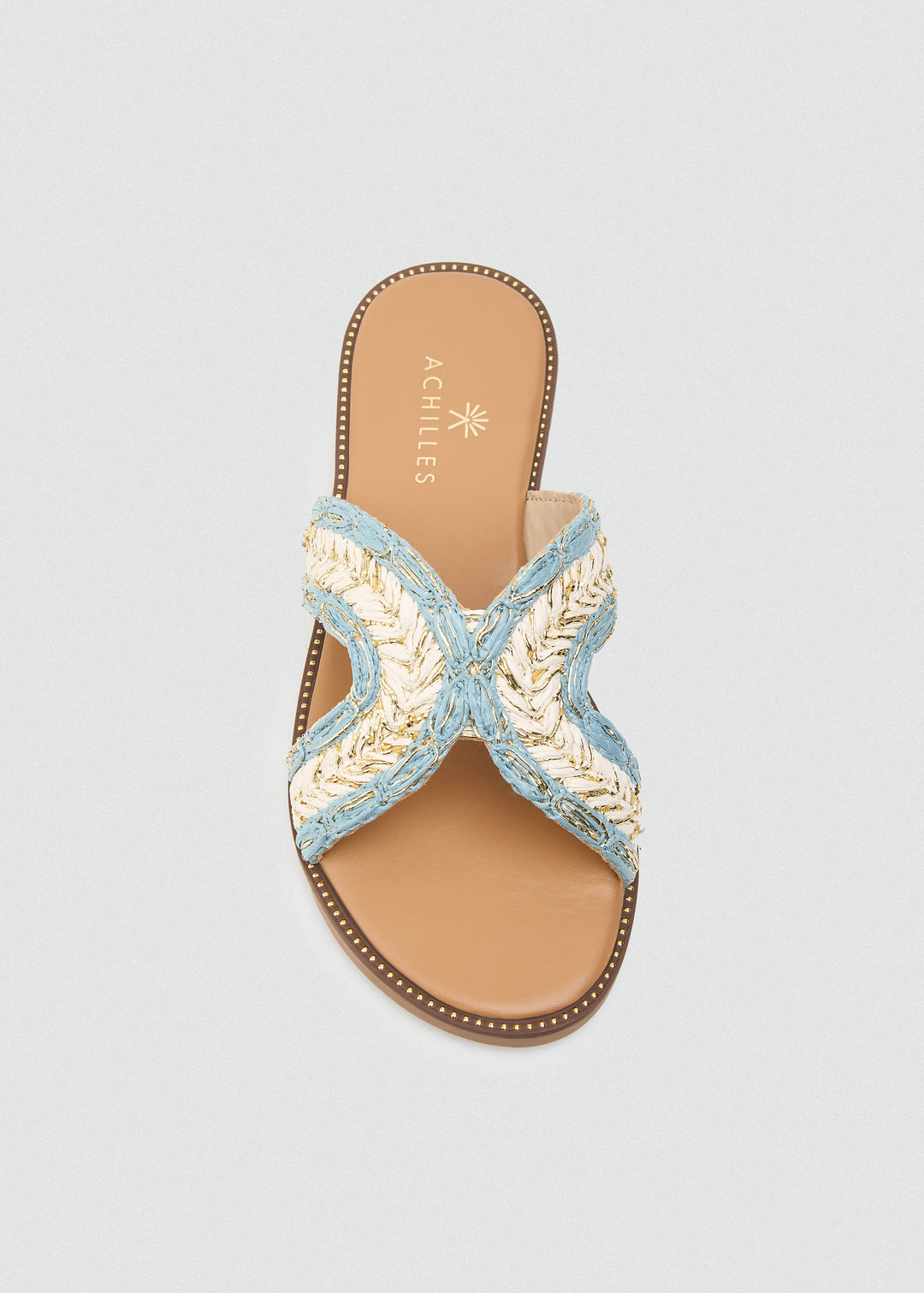 Woven Crossover Flat Sildes - Baby Blue