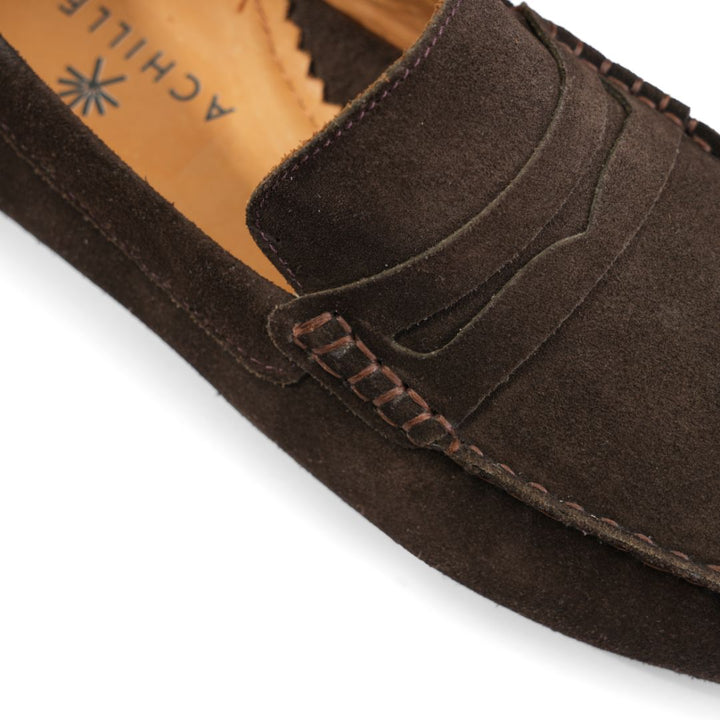 Moccasins | Suede calf leather rubber sole -Brown