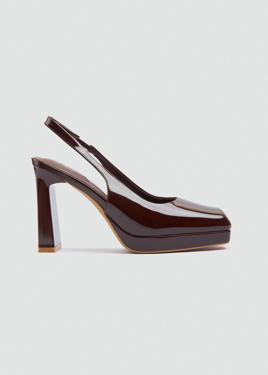 Patent Kitten Slingback Pumps - Brown