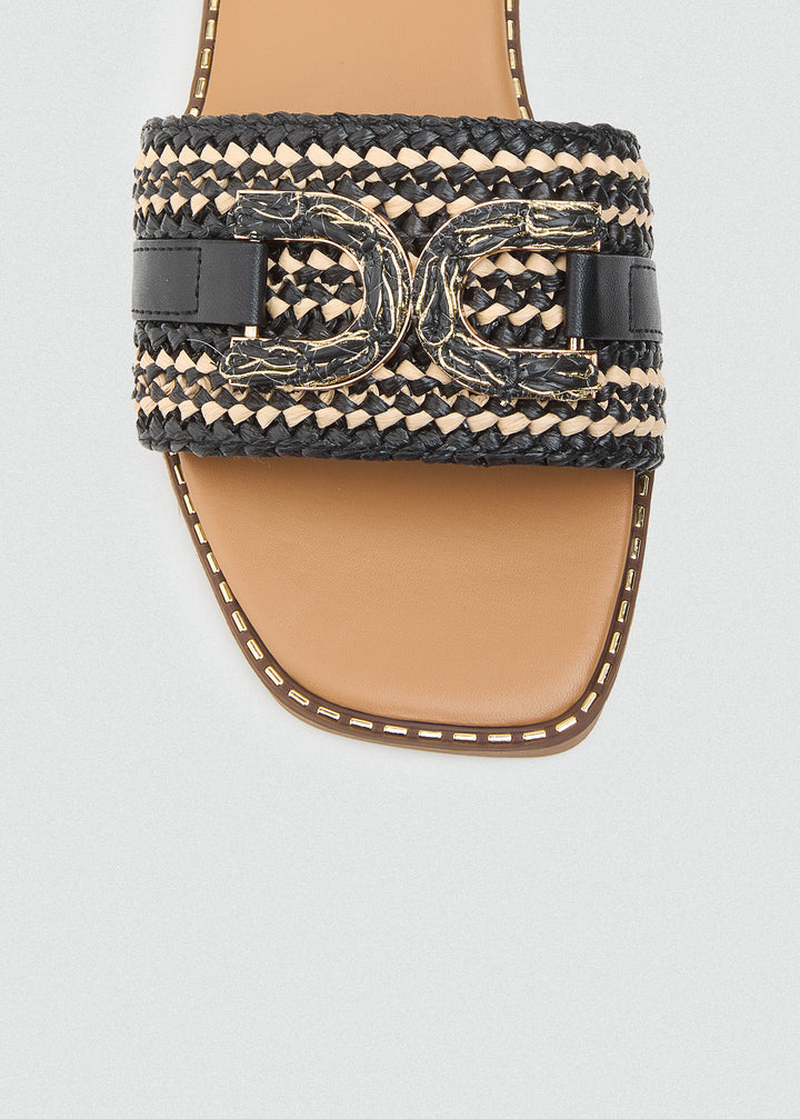 Braided Knot Flat Slides - Black