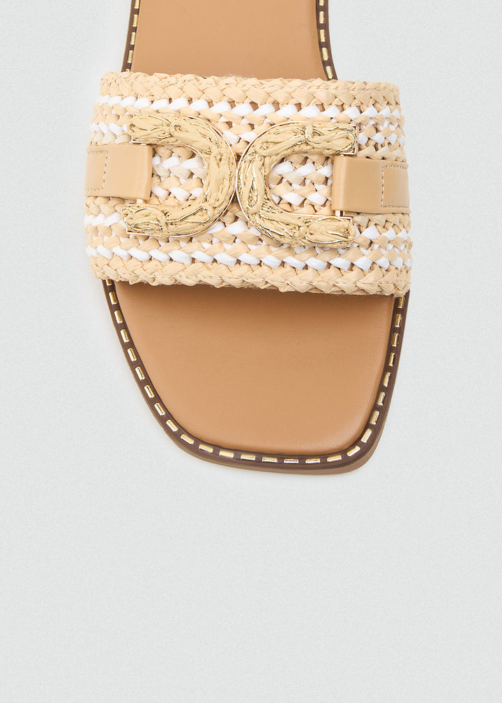 Braided Knot Flat Slides - Beige