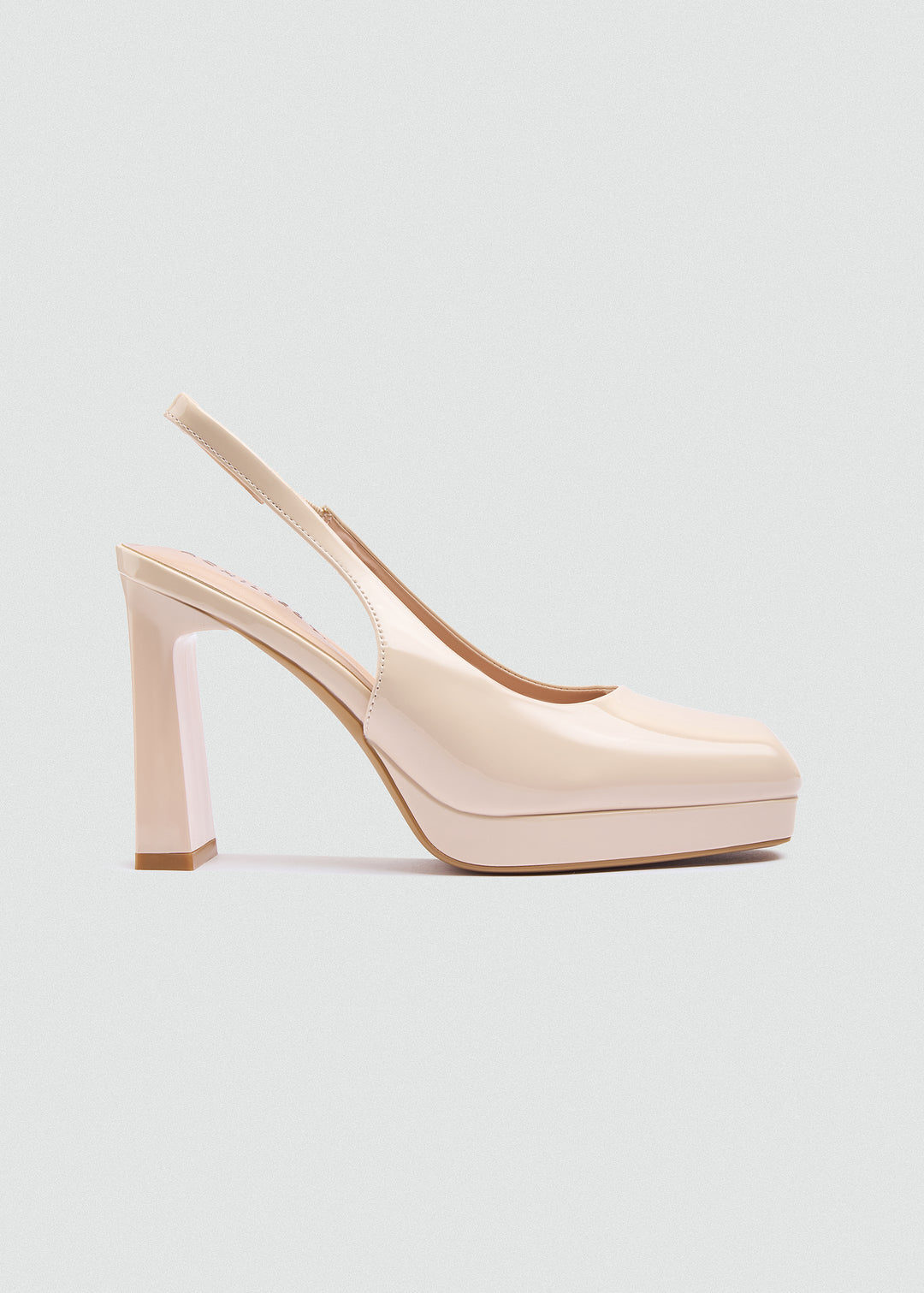 Patent Kitten Slingback Pumps - Beige