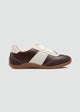 Rhinestone Buckle Retro Sneakers - Brown