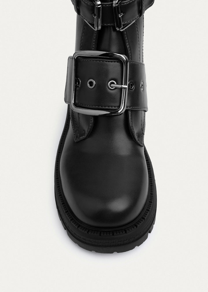 Dual Buckle Combat Boots | Black