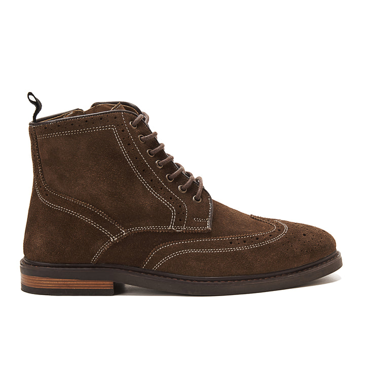 Suede Brogue Genuine Leather Half Boots - Brown