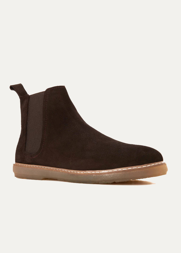 Achilles Plain Suede Chelsea Half Boot - Brown