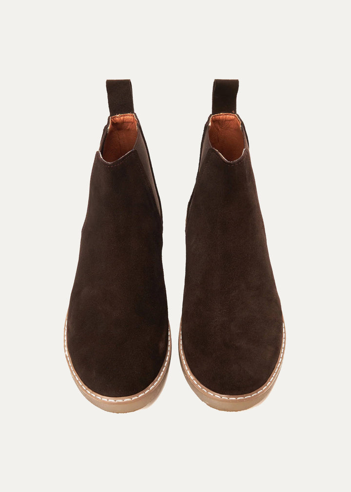 Achilles Plain Suede Chelsea Half Boot - Brown