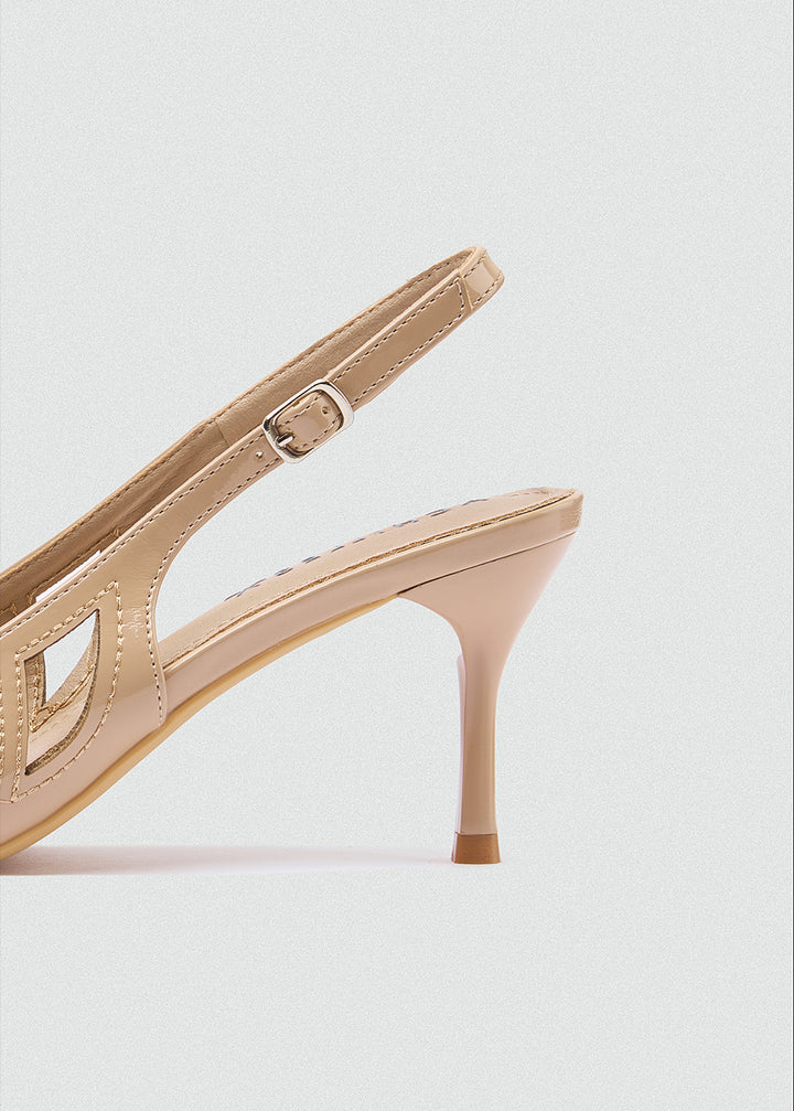 Slingback Platform Pumps - Beige