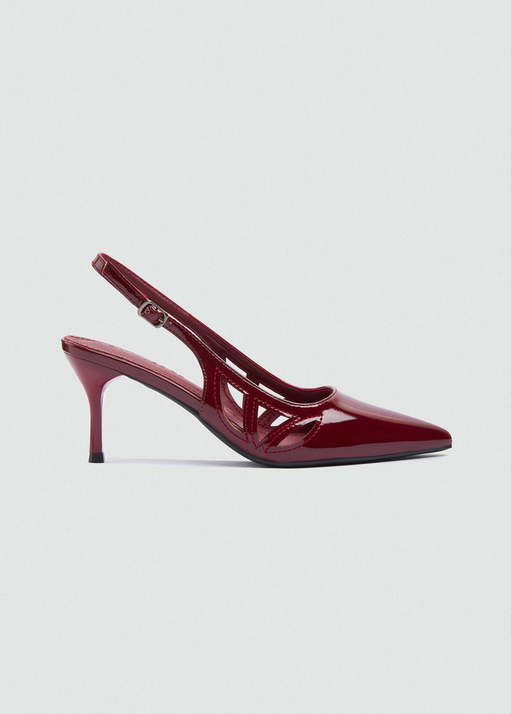Slingback Platform Pumps - Maroon
