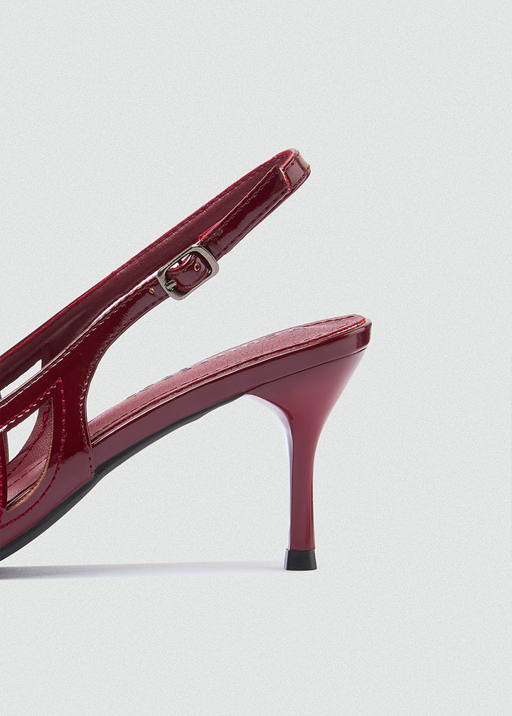 Slingback Platform Pumps - Maroon