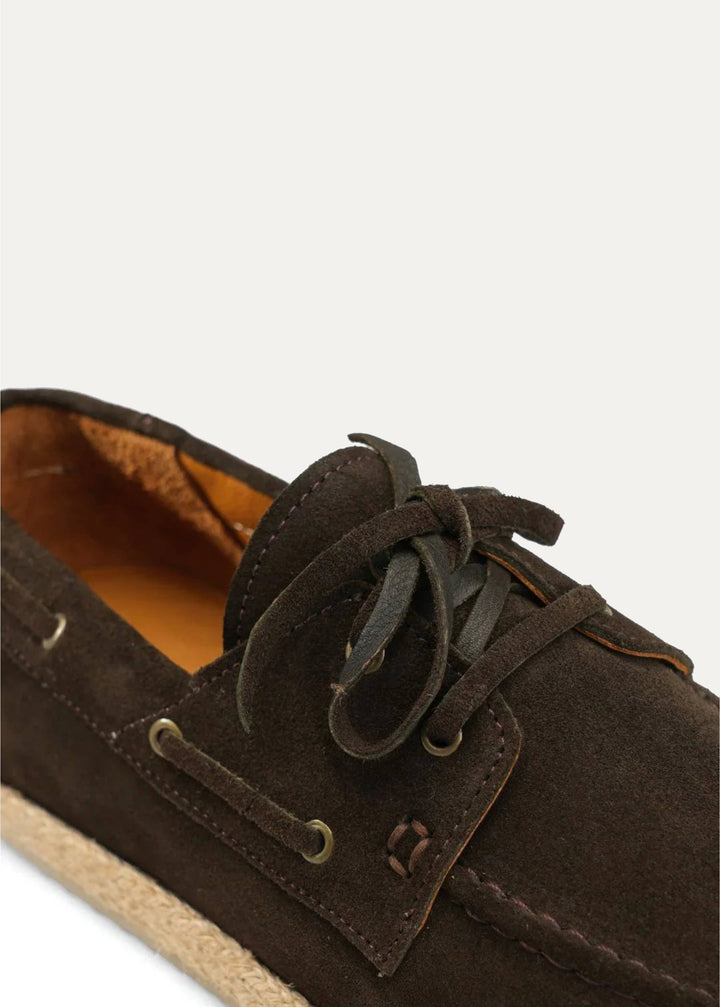 Achilles | Suede Espadrille Boat  - Brown
