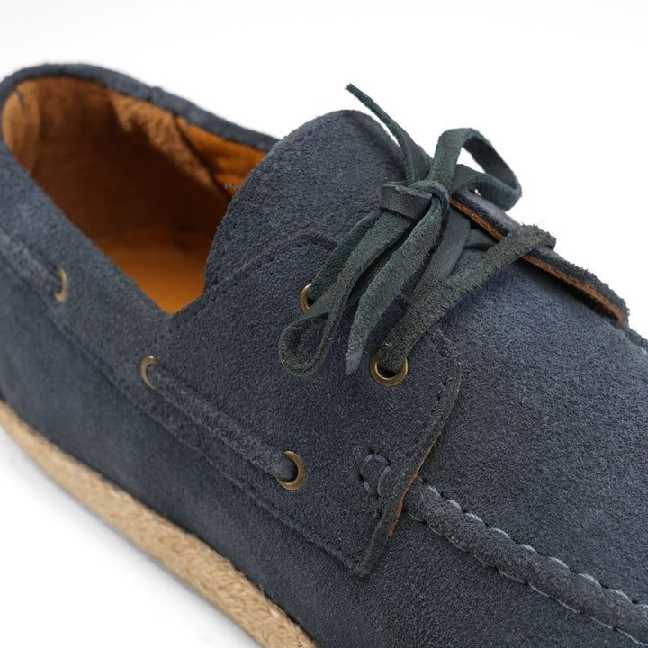 SPLIT SUEDE JUTE DECK SHOES -NAVYBLUE