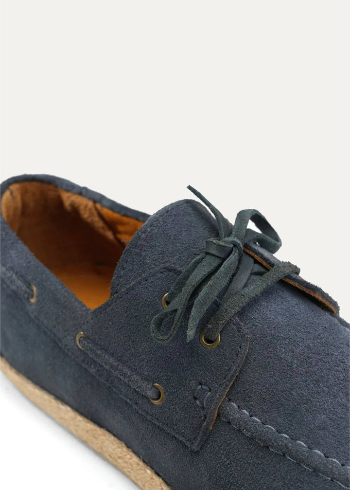 Achilles | Suede Espadrille Boat  - Dark Blue