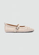 Woven Basket Mary Jane Flats - Beige