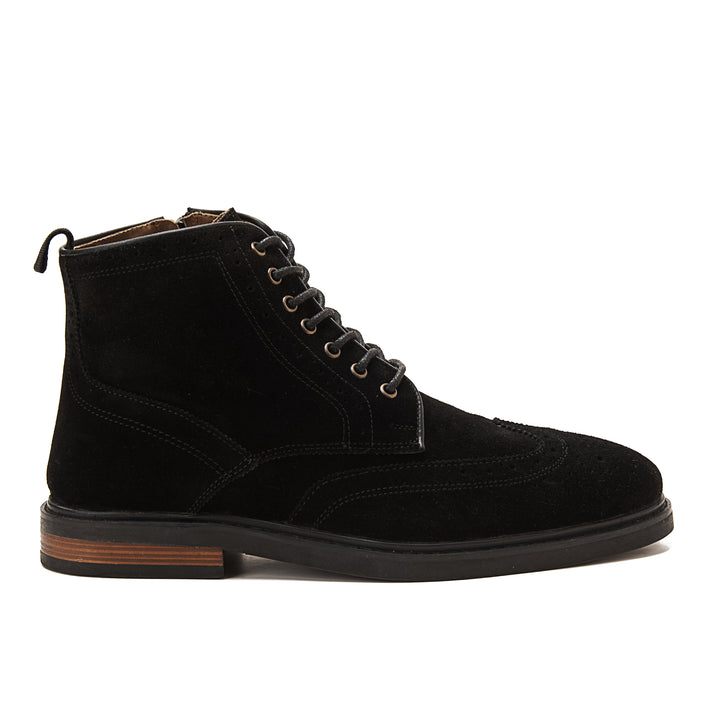 Suede Brogue Genuine Leather Half Boots | Black
