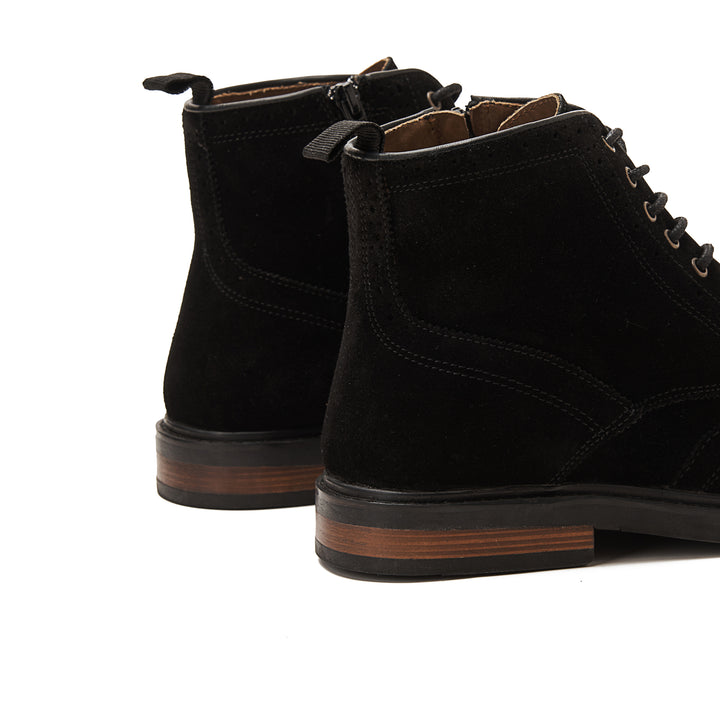 Suede Brogue Genuine Leather Half Boots | Black