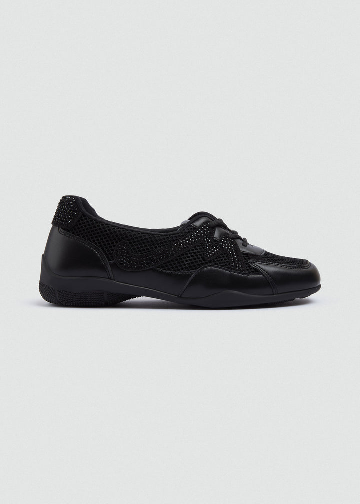 Mesh Rhinestone Sneakers - Black