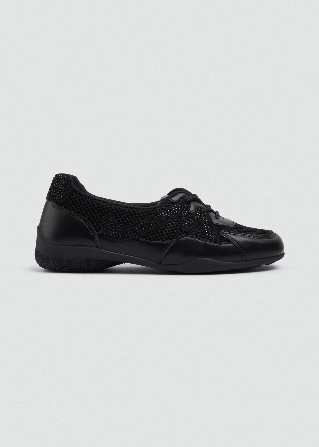 Mesh Rhinestone Sneakers - Black