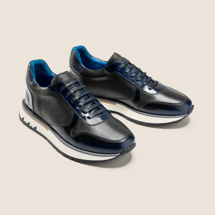 Achilles Beast | Duo Genuine Leather Ultimate Durable Sneakers - Black X Navy