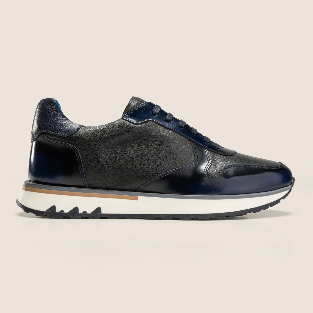 Achilles Beast | Duo Genuine Leather Ultimate Durable Sneakers - Black X Navy