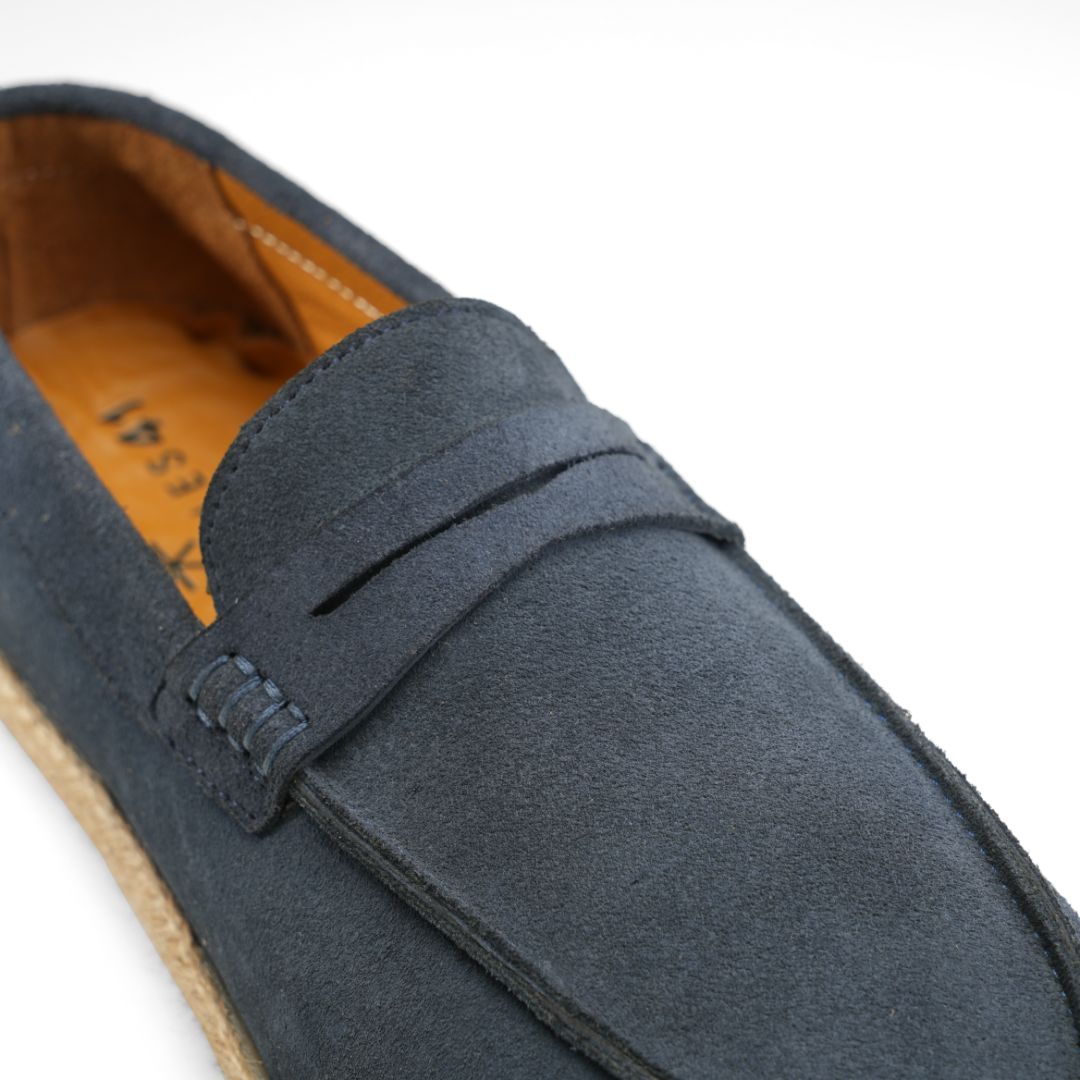 Achilles | PENNY STRAP ESPADRILLES - Suede Dark Blue