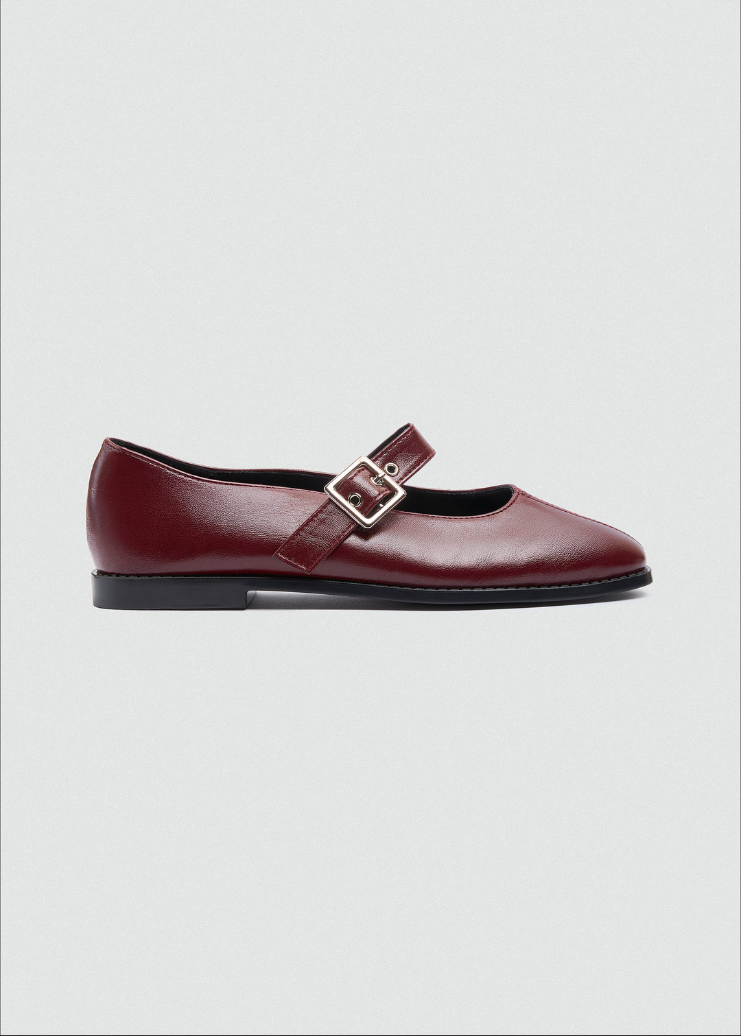 Mary Jane Flats Buckle Strap - Maroon